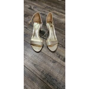 Pre-owned Michael Kors Simone Mid Glitter Sandal Silver Sand 7.5 Box37